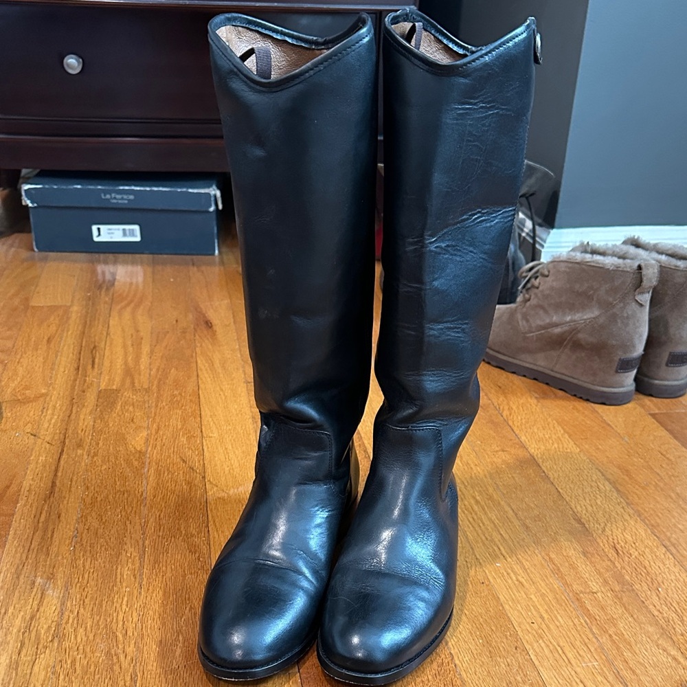 Frye Black Leather Knee-High Boots - Picture 3 of 11